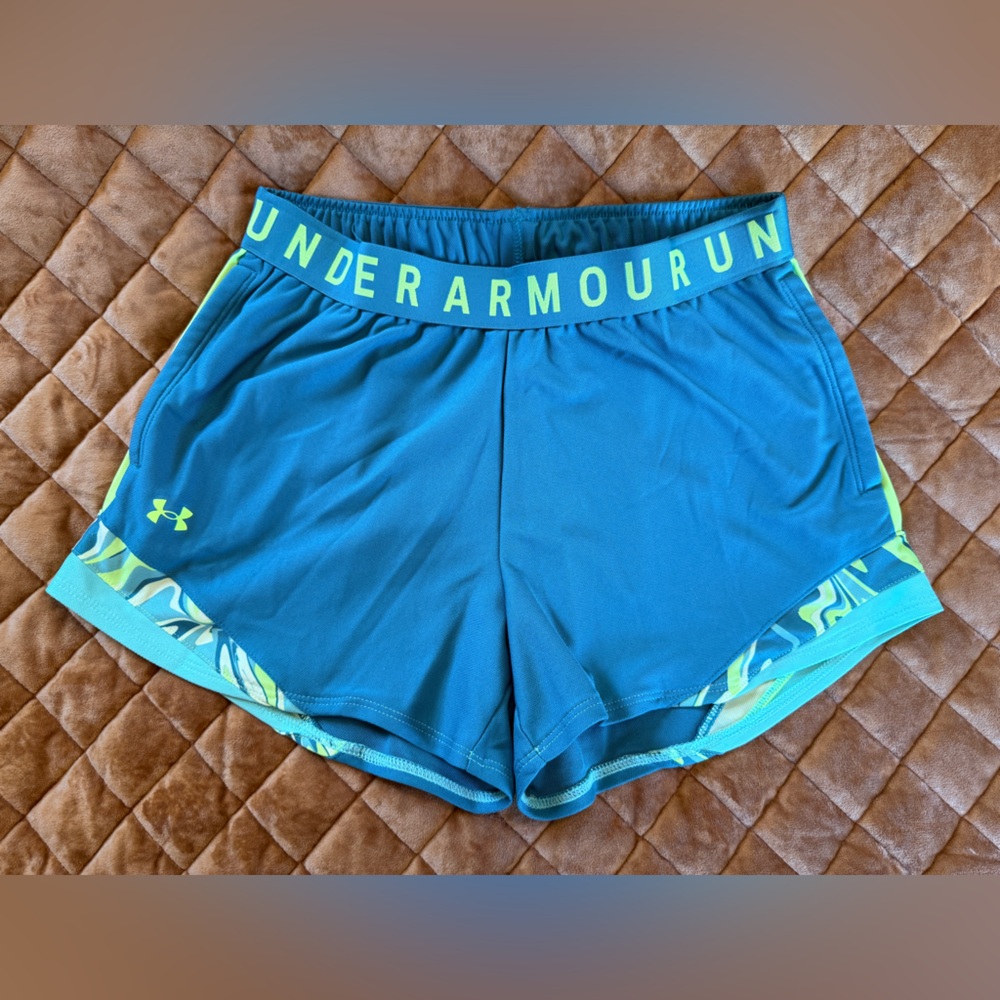 Under Armour Blue and Green Athletic Shorts
